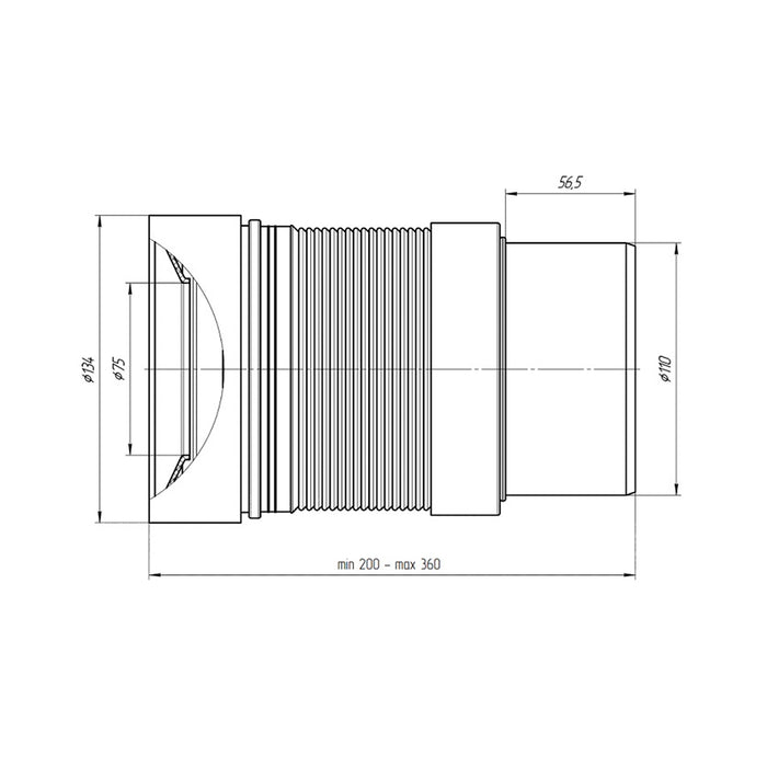 Гофра для унітазу ANIplast D-110 мм 230-500 мм К821