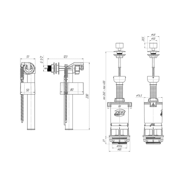 Арматура ANIplast бокова подача 1/2" WC4050MEU