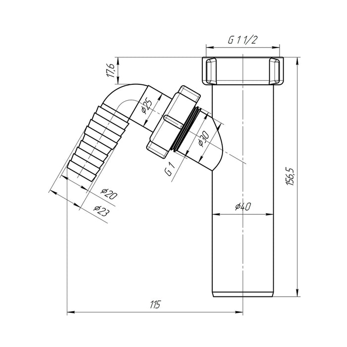 Відведення для пральної машини ANIplast 1 1/2"х40 мм М140EU