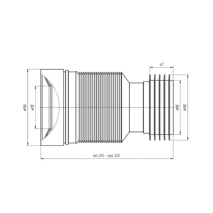 Гофра для унітазу ANIplast D-110 мм 230-500 мм К828