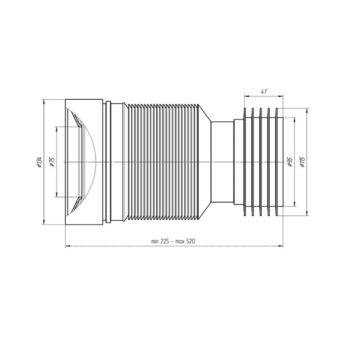 Гофра для унітазу ANIplast D-110 мм 230-500 мм К828R