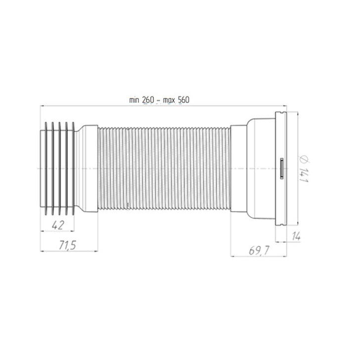 Гофра для унітазу ANIplast D-110 мм 230-500 мм, армована К928