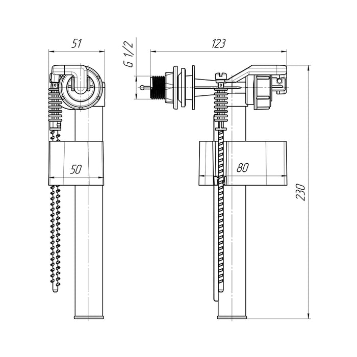 Арматура ANIplast клапан бокової подачі 1/2" WC5050EU