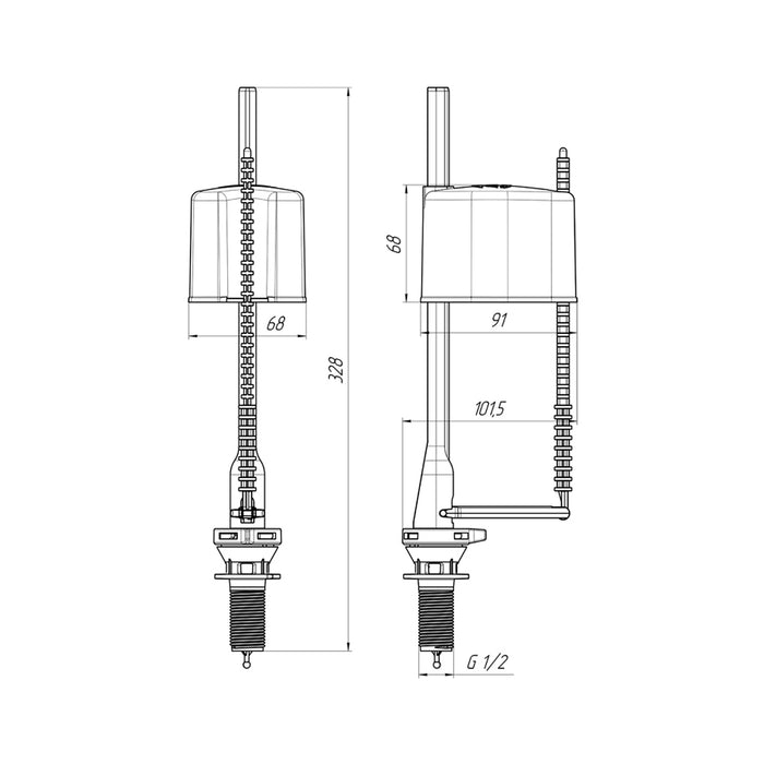 Наливний клапан для бачка унітазу ANIplast з нижнім підведенням 1/2" WC5550