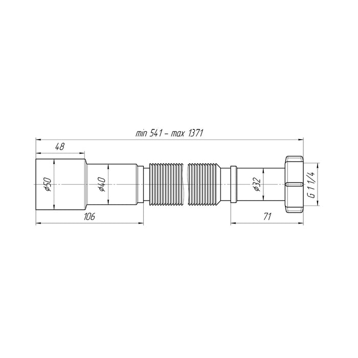 Гофра ANIplast 1 1/4''х40/50 мм 800-1550 мм K216