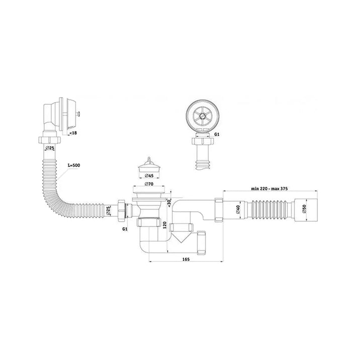 Сифон для ванної ANIplast 1 1/2"х 50 мм з ревізією C6255