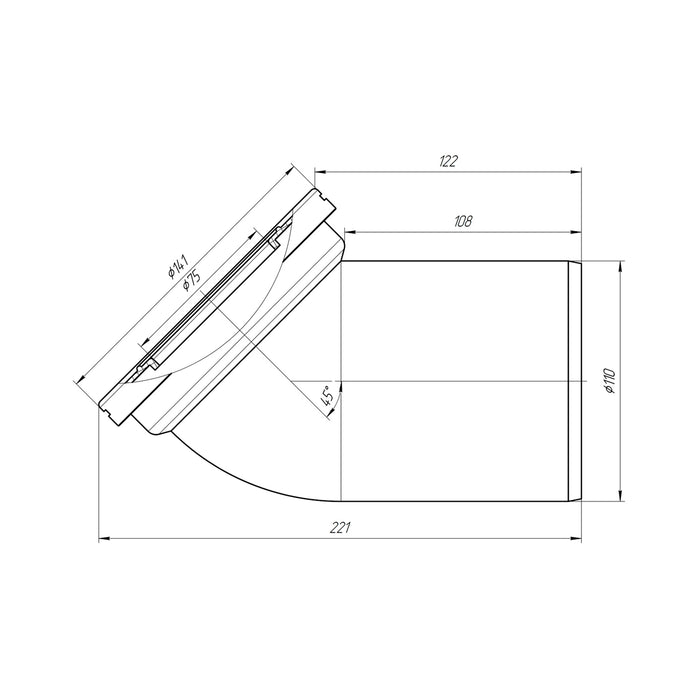 Фанова труба для унітазу ANIplast з випуском 110х45° W4220EU