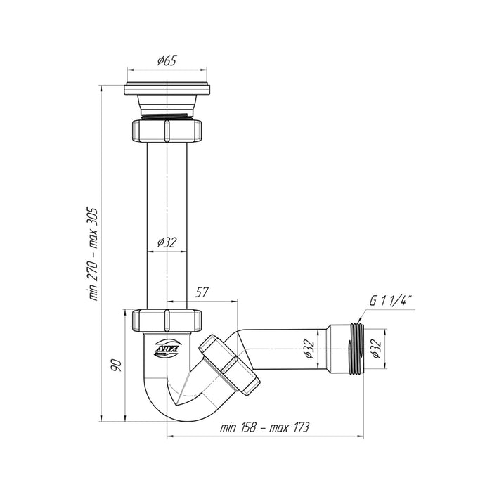 Сифон для біде ANIplast 1 1/4"х 32 мм прямоточного типу BD1000EU