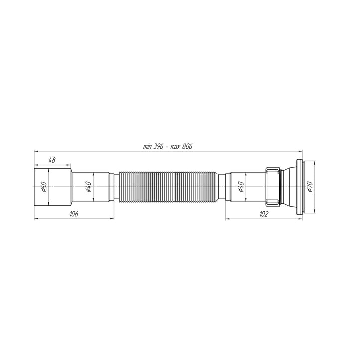 Гофра ANIplast 1 1/2"х40/50 мм 396-806 мм G106EU