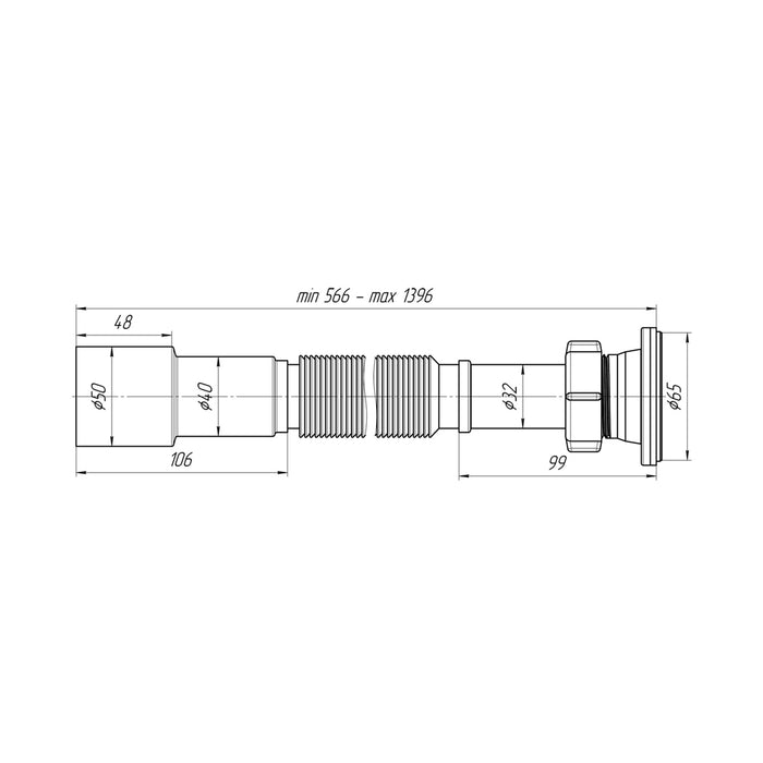 Гофра ANIplast 1 1/4"х40/50 мм 566-1396 мм G216EU