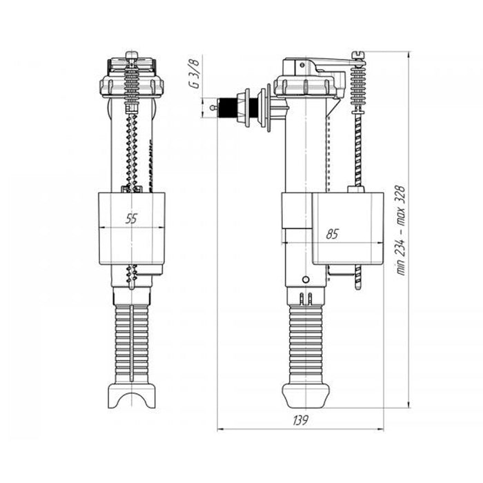 Арматура ANIplast 3/8" з пластиковим штуцером, бокове підключення WC5030EU