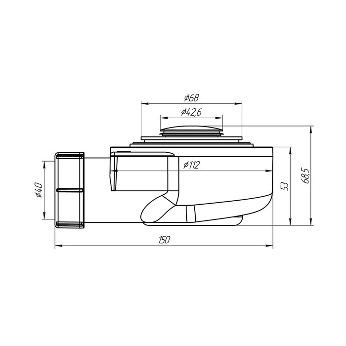 Сифон для душового піддона ANIplast 1 1/2"х40/50мм з системою Сlick-Сlack E450CLSEU