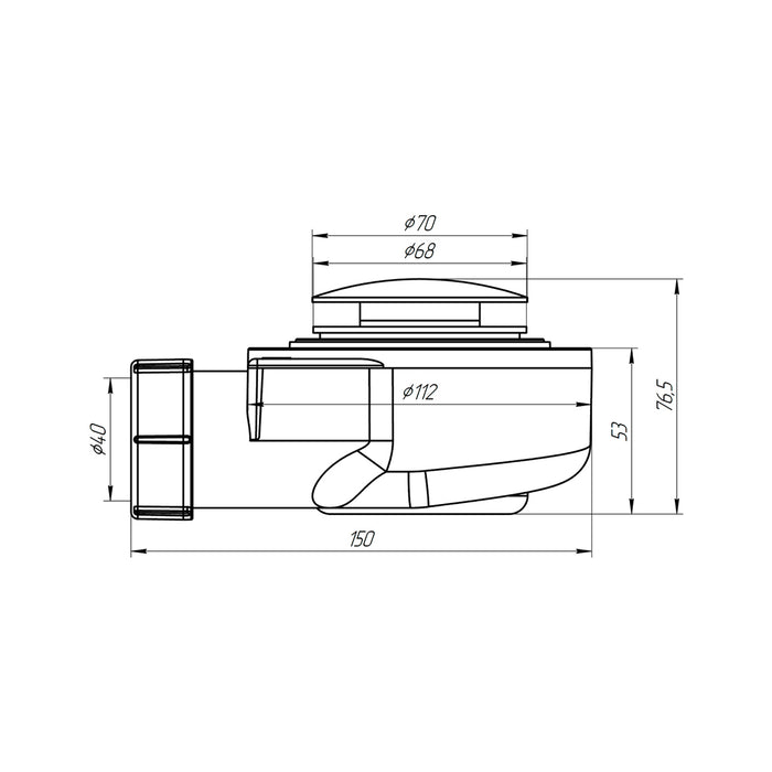 Сифон для душового піддона ANIplast 1 1/2"х50 мм з системою Сlick-Сlack E450CLGSEU