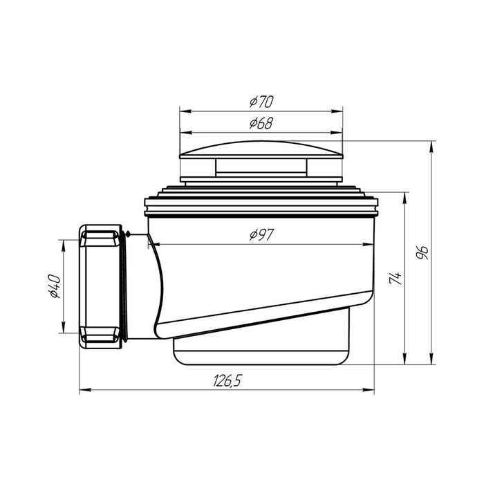 Сифон для душового піддона ANIplast 1 1/2"х50/60 мм з системою Сlick-Сlack E410CLGSEU