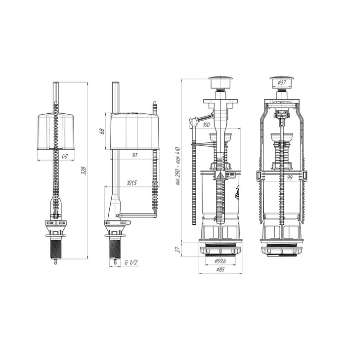 Наливний клапан для бачка унітазу ANIplast з нижнім підведенням 1/2" WC6550MEU