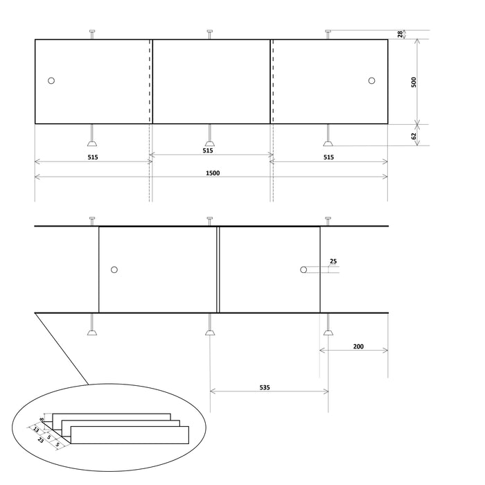 Панель для ванної Direct 1500x500