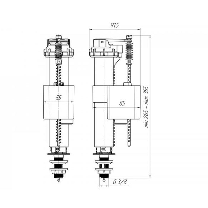 Арматура ANIplast нижнє підключення 3/8" з пластиковим штуцером WC5530EU