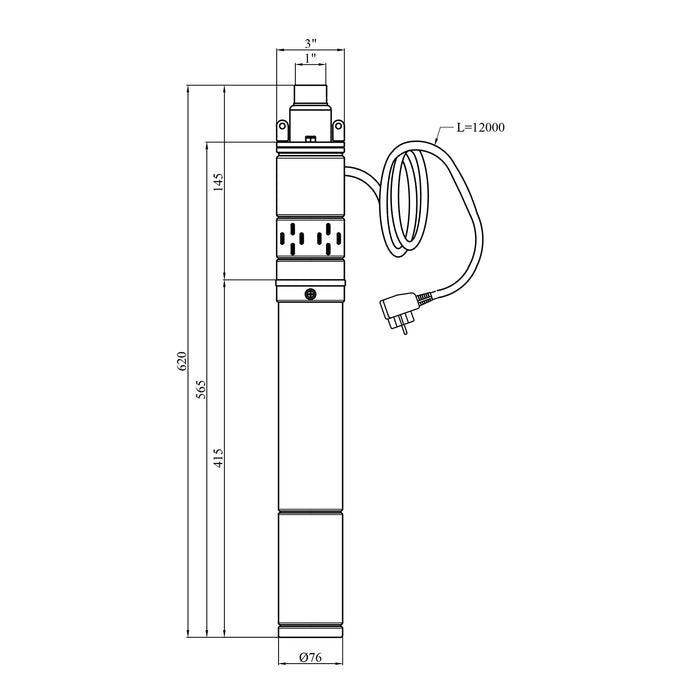 Насос глибинний шнековий Pumpman 3QGD2-125-0.55 кВт Нmax 125 м Qmax 1,8 куб.м 550 Вт