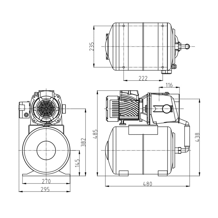 Насосна станція Pumpman ATJET100 Нmax 43 м Qmax 3,6 куб.м 750 Вт бак 24 л