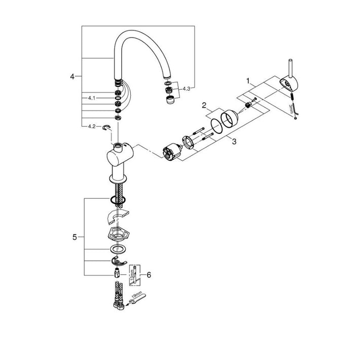 Змішувач одноважільний для кухонної мийки Grohe Minta 32917000