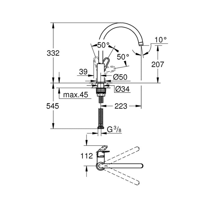 Змішувач одноважільний для кухонної мийки Grohe Start Flow 31555001