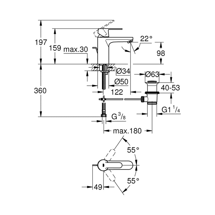 Змішувач одноважільний для раковини M-Size Grohe QuickFix Get 23454000