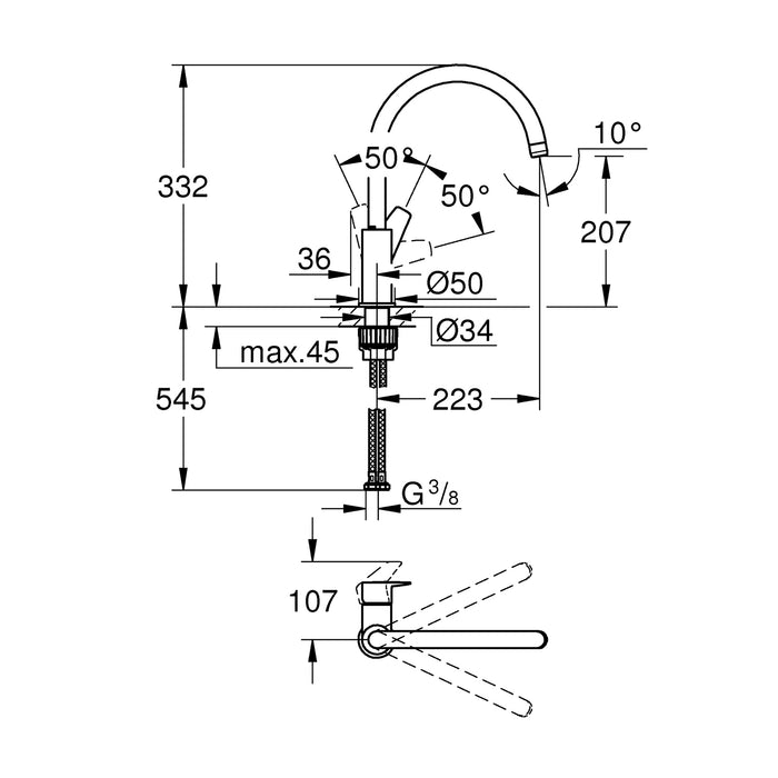 Змішувач одноважільний для кухонної мийки Grohe QuickFix StartEdge 30529001