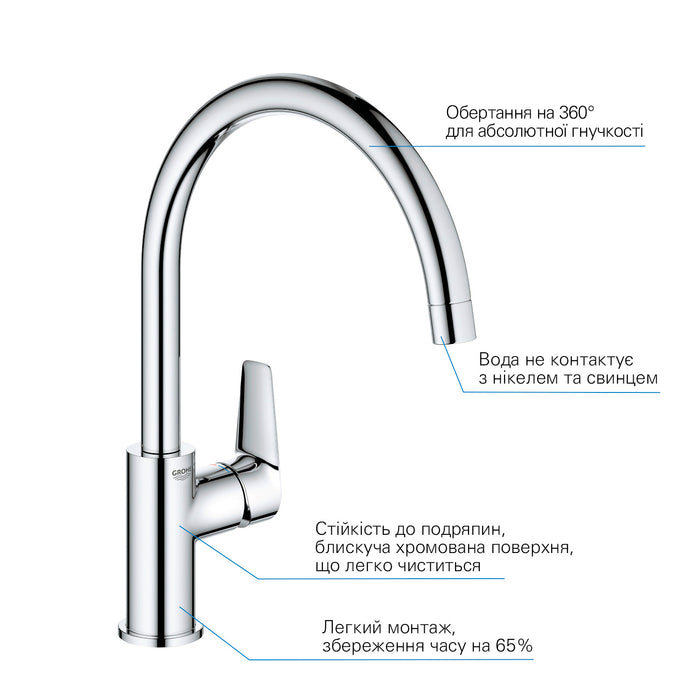 Змішувач одноважільний для кухонної мийки Grohe QuickFix StartEdge 30529001