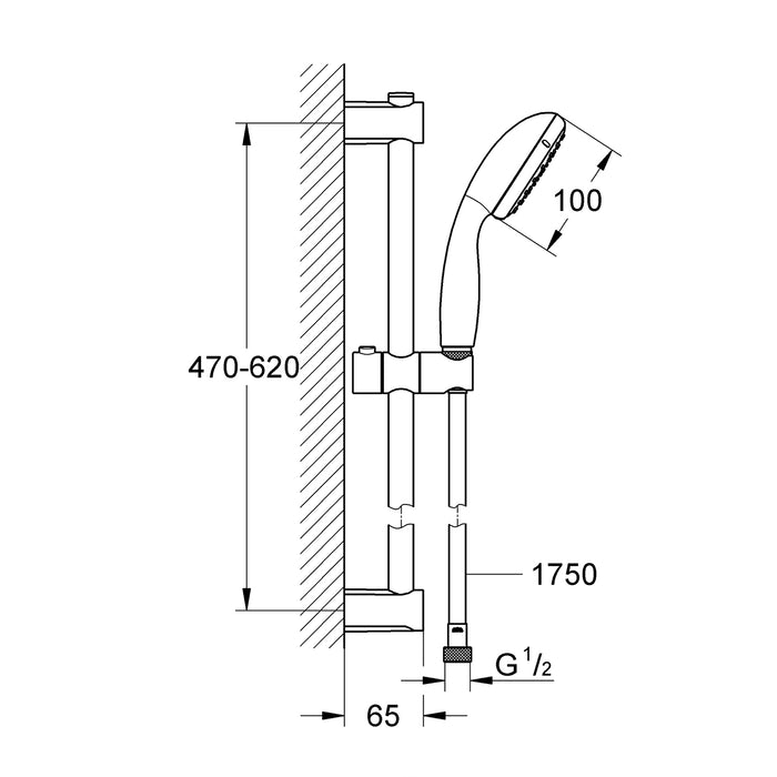 Душовий гарнітур, 2 режими струменя Grohe QuickFix Vitalio Start 100 27948000