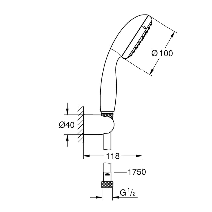 Душовий набір, 2 режими струменя Grohe QuickFix Vitalio Start 100 27950000