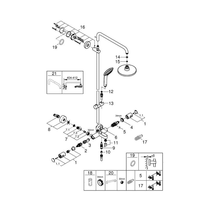 Душова система з термостатом Grohe QuickFix Vitalio Joy System 260 27860001