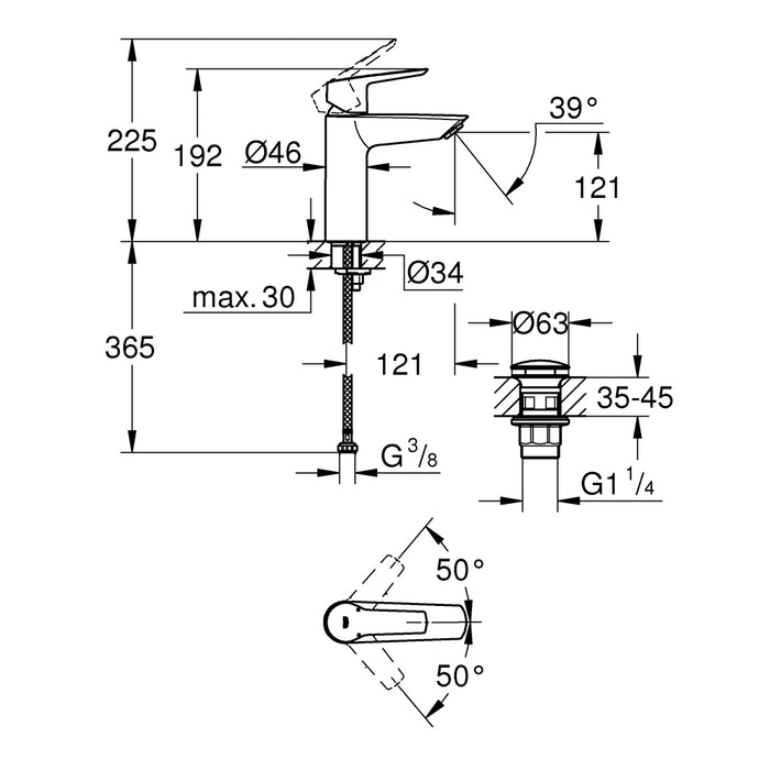 Змішувач одноважільний для раковини Grohe QuickFix Start M-Size 235752432