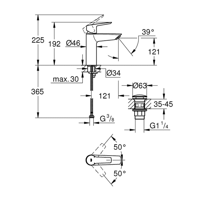 Змішувач для раковини Grohe QuickFix Start M-Size 24204002