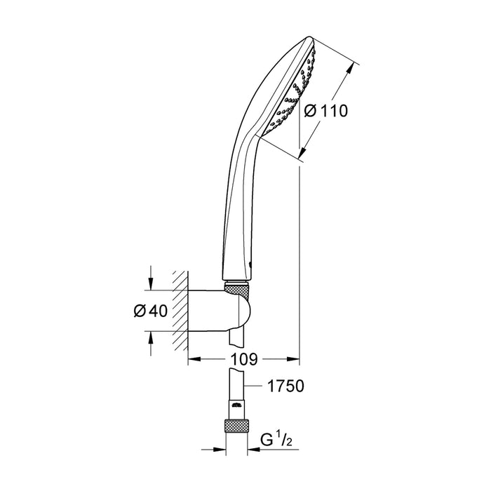 Душовий набір Grohe QuickFix Vitalio Joy 110 Mono з 1 режимом струменя 27324000