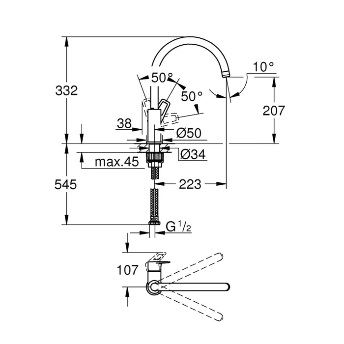 Змішувач для кухонної мийки Grohe BauLoop  31232001