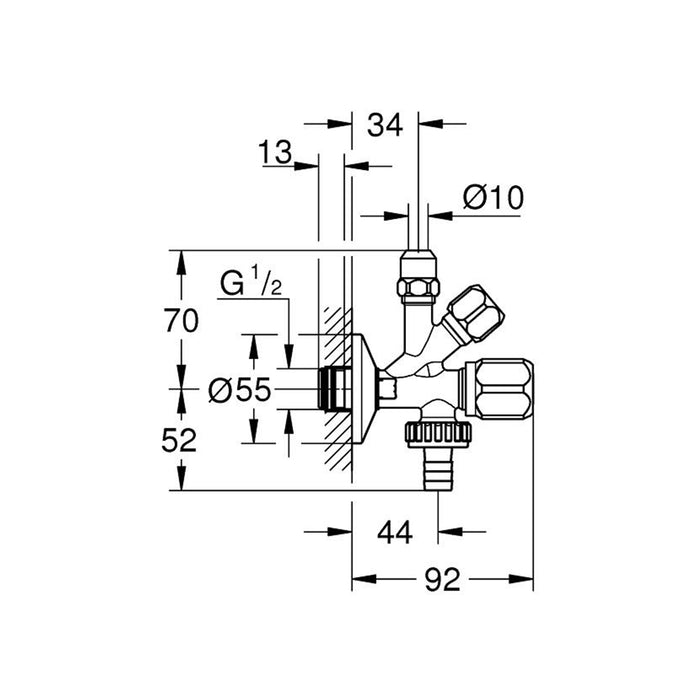 Кран приладовий Grohe 22036000 1/2"х3/8"х3/4"